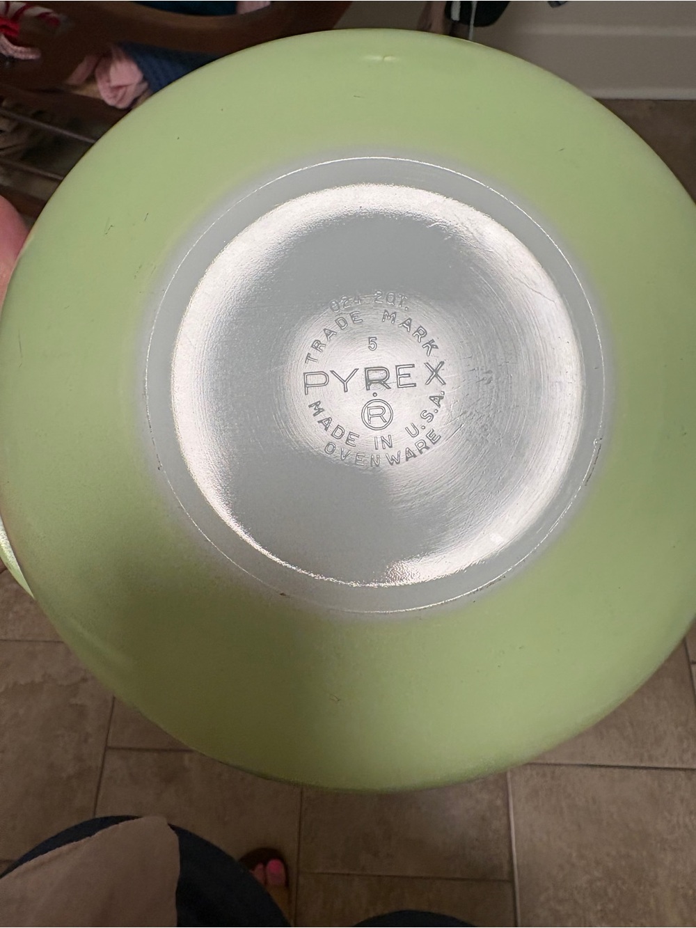 Pyrex Light Green Bowl with White Center